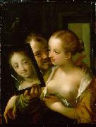 Hans von Aachen Scherzendes Paar mit einem Spiegel Spain oil painting artist
